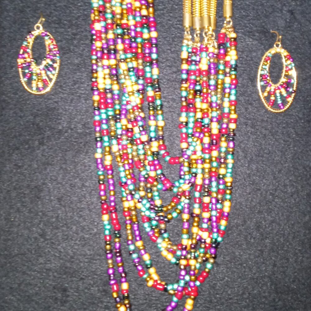 Vintage Jules Beaded Necklace with Custom-Made Earrings